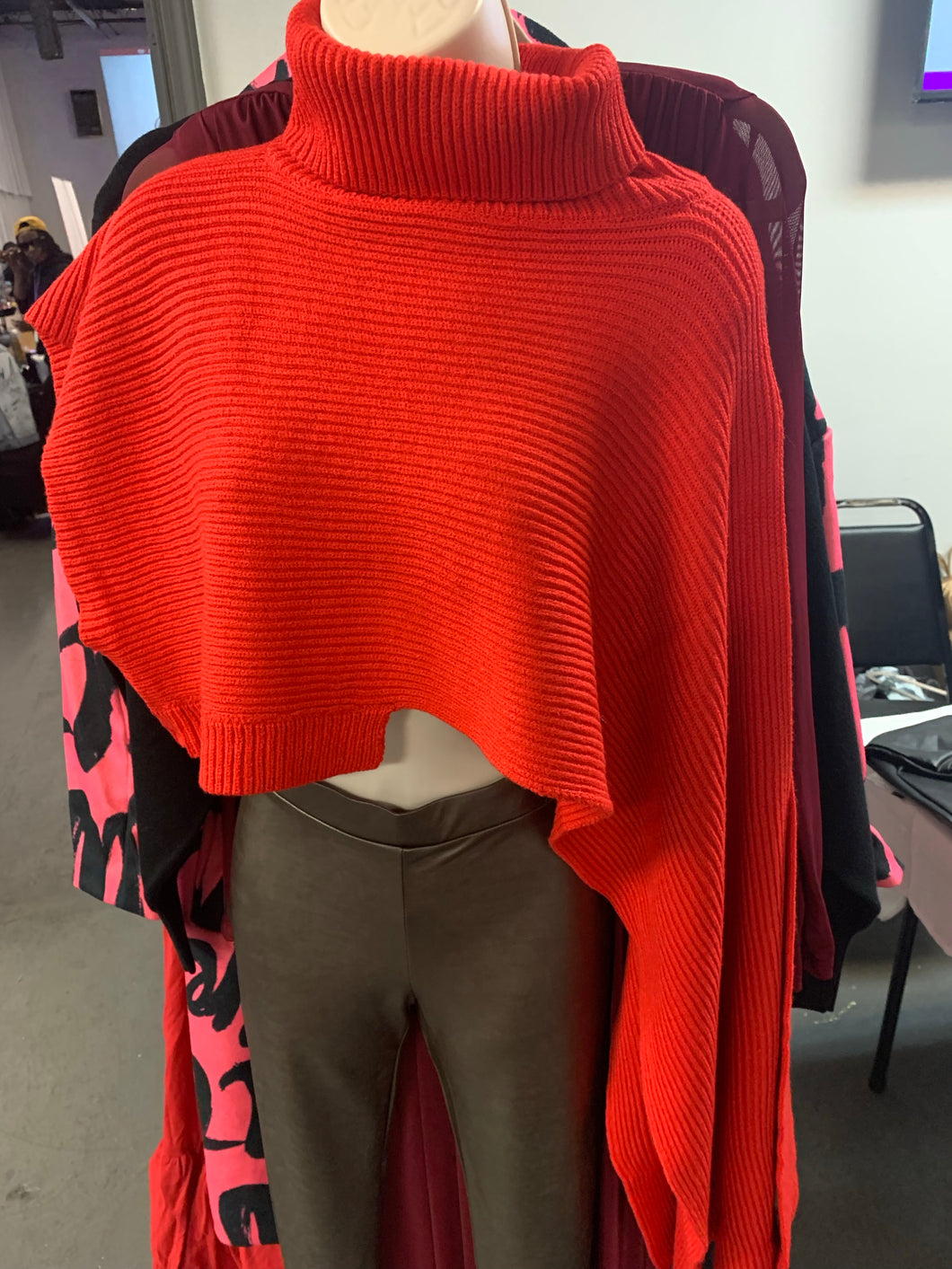 Red Turtle Neck layered sweater