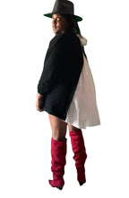 Load image into Gallery viewer, Just Blazin Black n White Mini Sweater Dress
